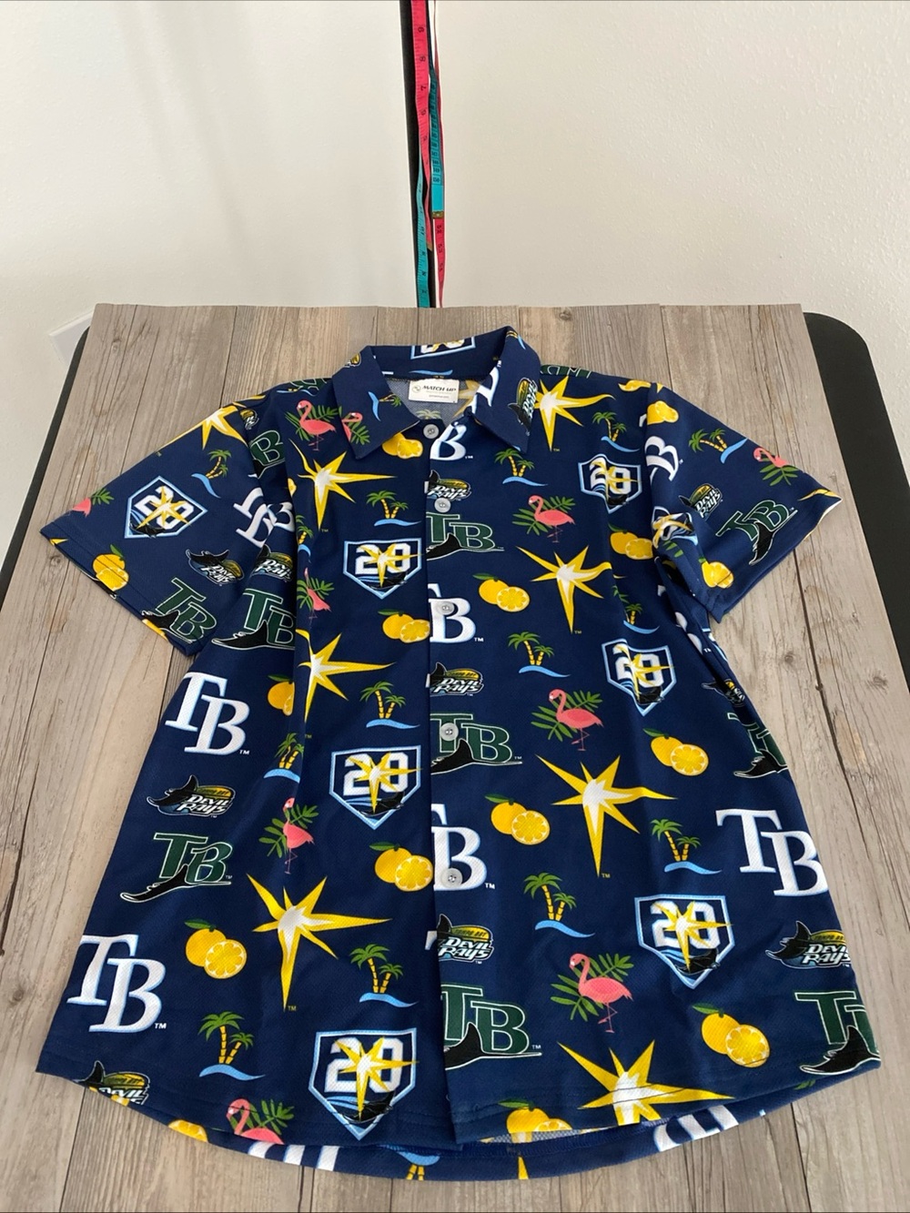 Vintage Tampa Bay Devil Rays Hawaiian Tropical Button Shirt MLB Medium